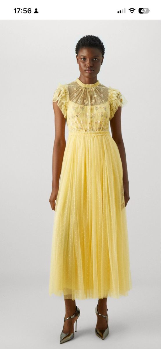 Vestiti: Needle and Thread Rococo Bodice Ankle Dress in Yellow – Usato da Zürich venduto da amtoni7 4