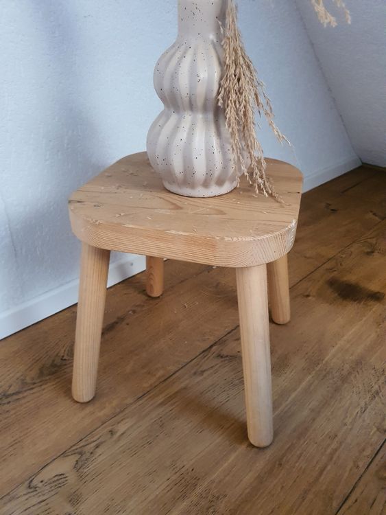 Massivholz Hocker Buchenholz - Runde Sitzfläche Nussbaum 68cm Höhe - Made In Italy