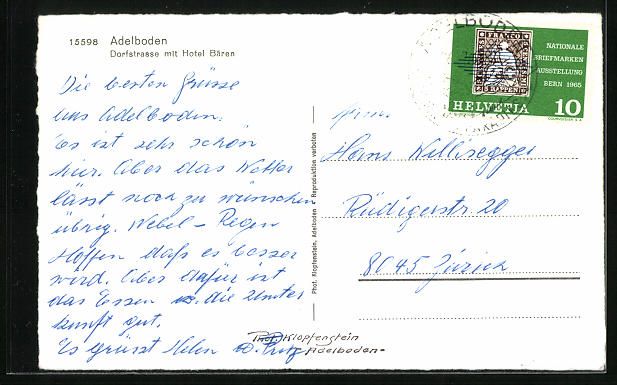 Cartoline postali: Adelboden, Dorfstrasse mit Hotel Bären – Usato da Berlin venduto da bartko-reher 1