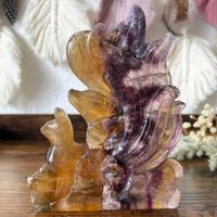 ✲ Bernstein Fluorit Fuchs Skulptur ✲ 325g / 121mm UV aktiv