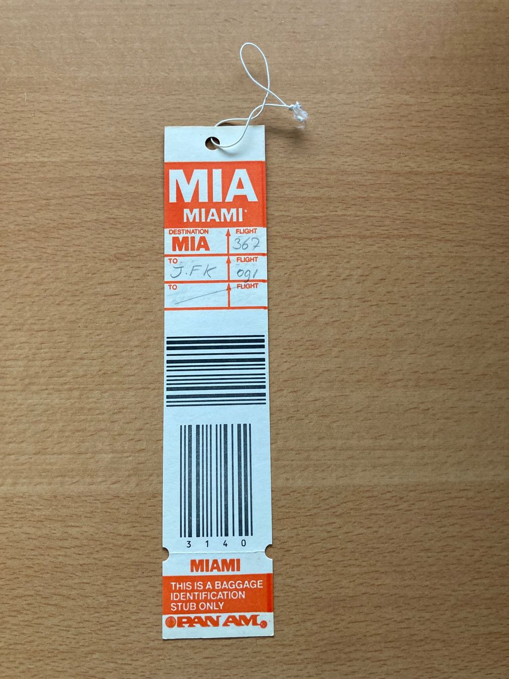 Anhänger: PAN AM Tag  ZRH-JFK-MIA – Gebraucht aus Forch von Haui2