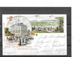 ZH Erlenbach 1905 mit Hotel zum goldenen  Kreuz (Litho)