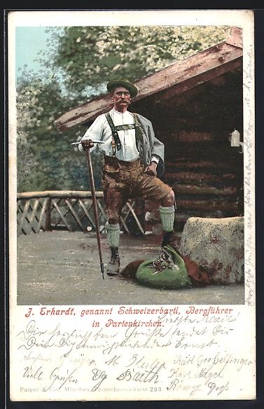 Cartoline postali: Partenkirchen, Bergführer J. Erhardt ge – Usato da Berlin venduto da bartko-reher