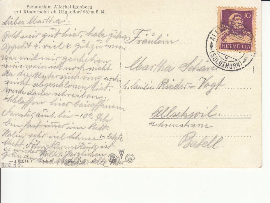 Cartoline postali: Hägendorf Allerheiligenberg 1935 – Usato da Bürglen TG venduto da StampGraf 1