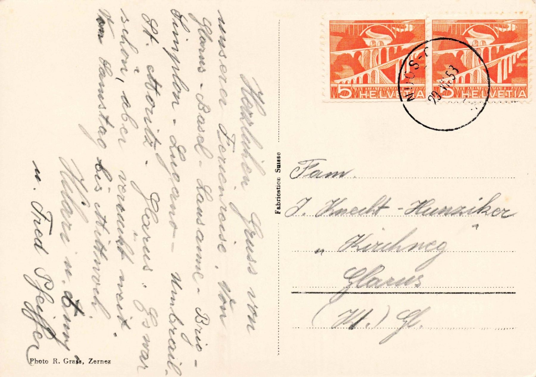Cartoline postali: Cinuos chel chapella Ob. Engadin G – Usato da Biasca venduto da Blenio71 1