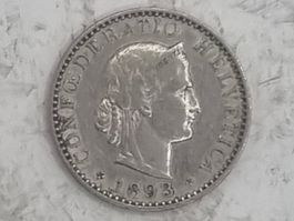 20 rappen 1893 Gute Erhaltung