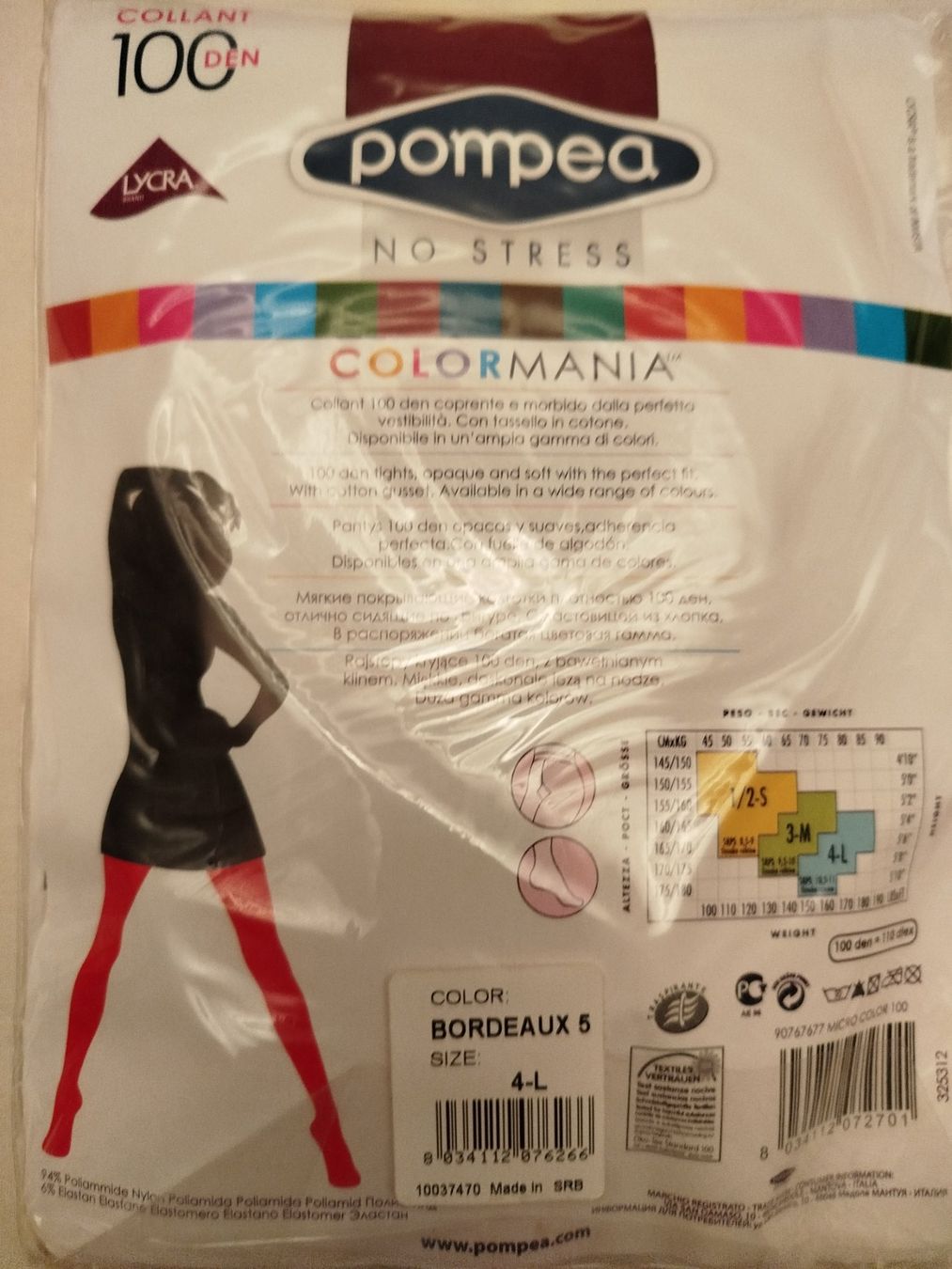 Calze & Collant: Collants couleur bordeaux 100 Den - Taille L – Nuovo e nell'imballaggio originale da Porrentruy venduto da Olifante 2