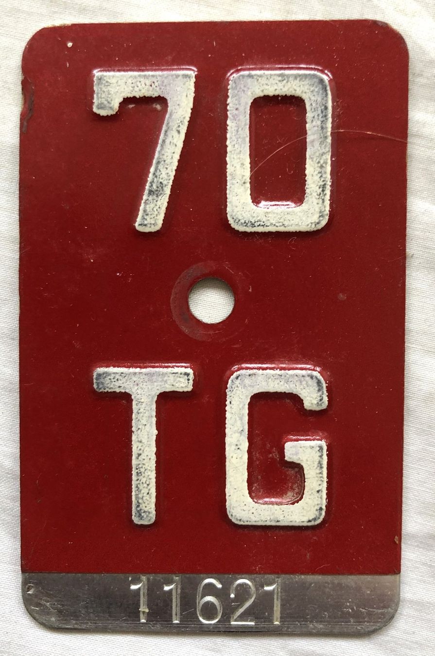 Insegne: Velo - Nummernschild - TG 70 – Usato da Schaffhausen venduto da durruti