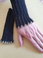 Armstulpen / Amedisli / Pulswärmer anthrazit, mit Perlen