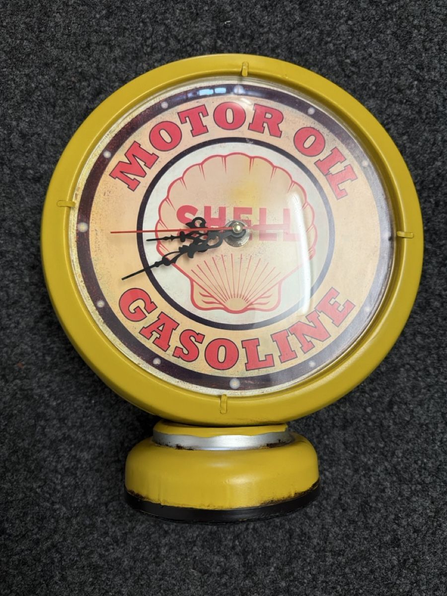 Orologi da terra & Orologi da parete: Shell Uhr Retro Blech, Durchmesser ca. 26cm, Gelb – Usato da Thun venduto da BanjoDan