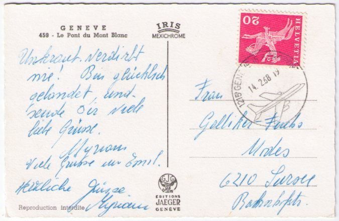 Cartoline postali: Genf / Genève -  Le Pont du Mont-Blanc – Usato da Binningen venduto da Mountainrider 1