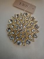 SOUL Brooch Gold-Tone Crystal Flower With Box New