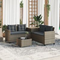 Gartensofa  mit Tisch und Kissen Grau Poly Rattan