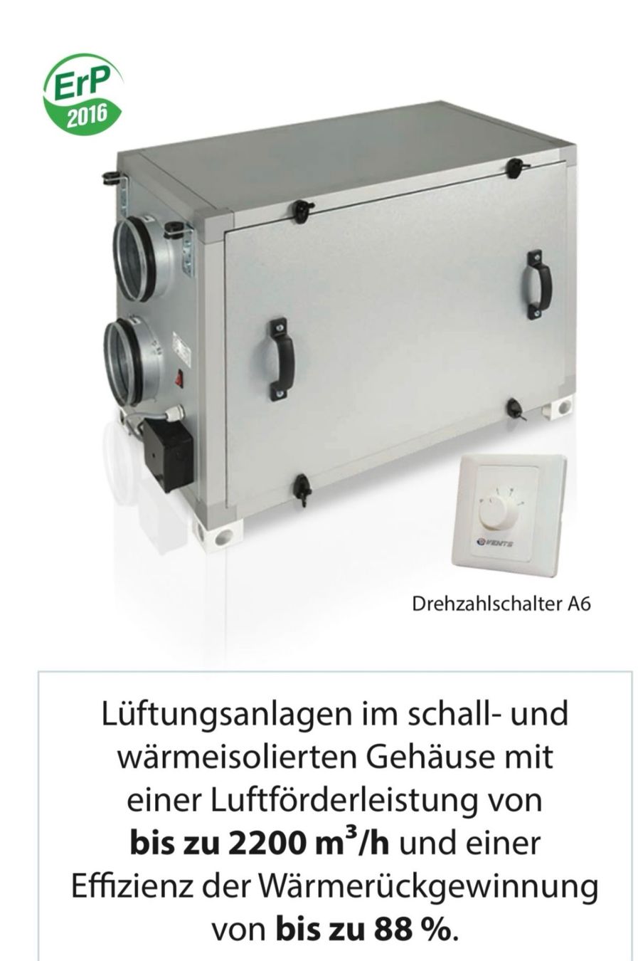 Ventilatoren: Neue Lüftungs anlage mit WRG – Neu und originalverpackt aus Härkingen von 1S.