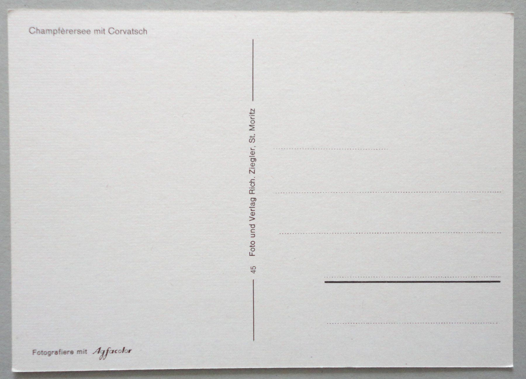 Cartoline postali: Champfèrersee mit Corvatsch – Usato da Fétigny venduto da Billy2miny 1