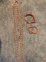 Edles Hundeleinen & Halsband Set | Tau/Kletterseil Rot-Beige