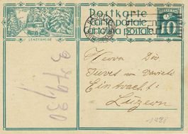 Postkarte LENZERHEIDE mit Postauto gel. 1928
