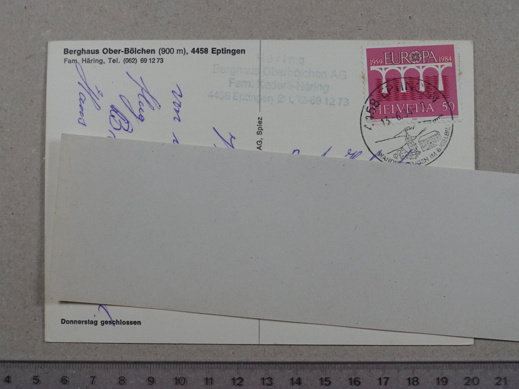 Ansichtskarten: Eptingen, Berghaus Ober-Bölchen, 1984, Autos, – Gebraucht aus Lenzburg von fh1 1