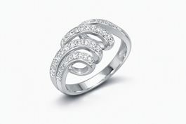 geschwungener Ring Silber 925 mit Zirkonias Gr. 18.5/58