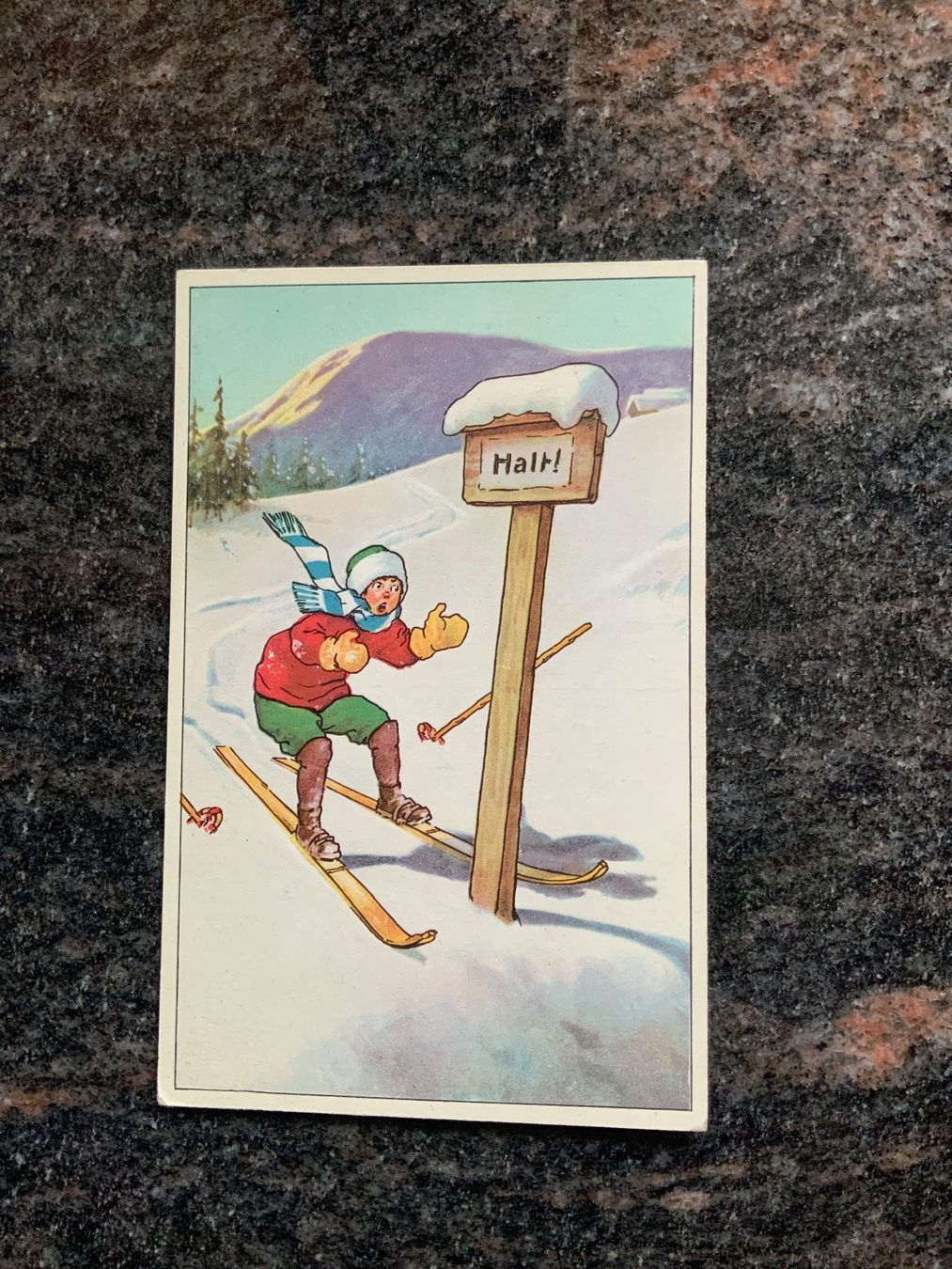 Cartoline postali: Ansichtskarte Skifahrerin, ungelaufen – Usato da Vellerat venduto da joromaur