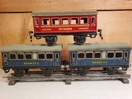 Drei Märklin Personenwagen der SBB-CFF, Mitropa in Spur 0