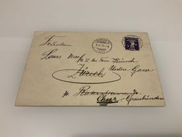 1917 Zunr.. 124 Chur-Zürich-Chur, mit Rasierklingen Stempel