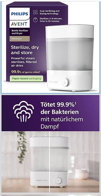 Philips Pasti del neonato: Sterilisator Philips Avent mit Trockenfunktion – Usato da Ebikon venduto da mlachmann