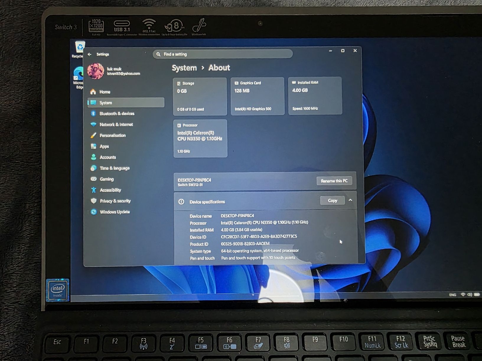 Acer Notebook: Acer Switch 3 Tablet - Great condition. – Usato da Lenzburg venduto da Istvanl85 1