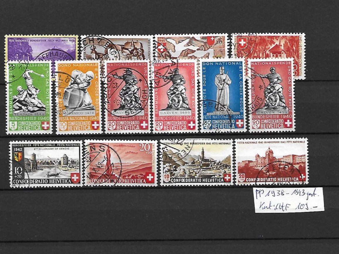 Tutti i francobolli: PP 1938 - 1943 gest. Kat: CHF 109.- – Usato da Basel venduto da Ilp