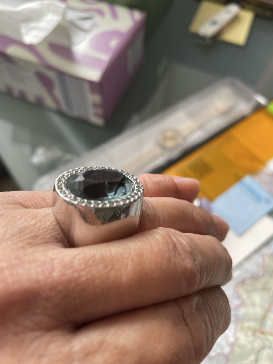 Swarovski Anelli: Swarovski Ring mit aquamarinfarbenem Stein , Gr.52 – Usato da Meilen venduto da delta-da-spica 3