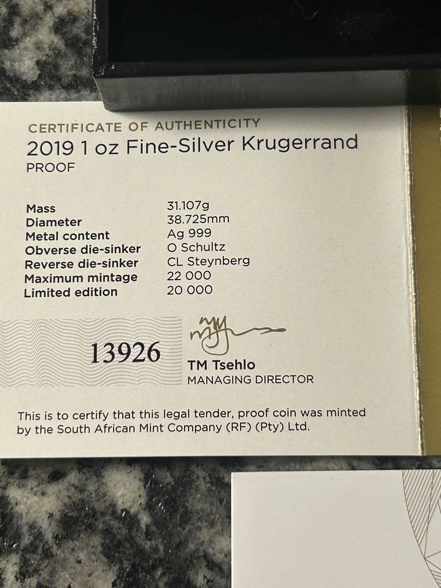 Tutti le monete: 2019 Kruger 1 oz Fine Silver Proof Münze – Nuovo (secondo la descrizione) da St. Gallen venduto da Tenkmaster 2