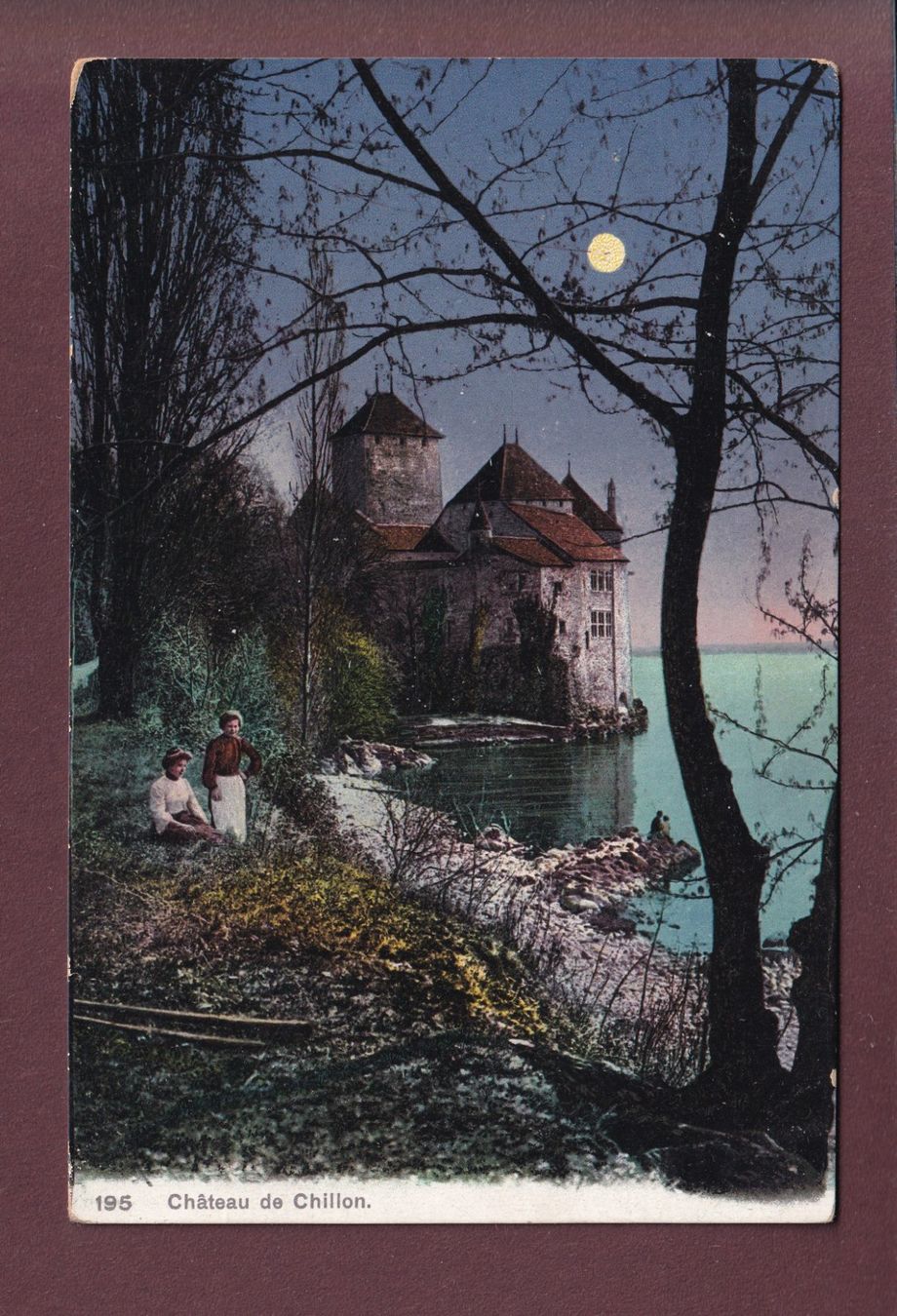 Ansichtskarten: Château de CHILLON - Clair de lune - Gens – Gebraucht aus Pully von nicecards