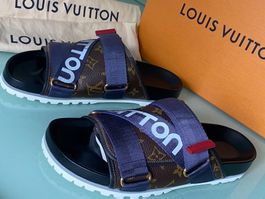 LOUIS VUITTON Honolulu Lv Logo Mule Leder Sandale 43.5 NEU