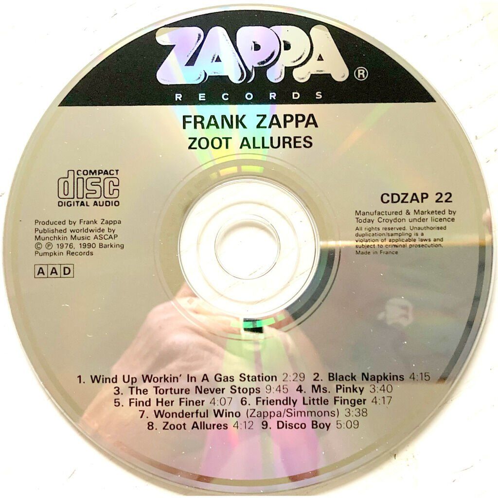 CD: FRANK ZAPPA - ZOOT ALLURES – Usato da Bottens venduto da hotter-than-hell 2