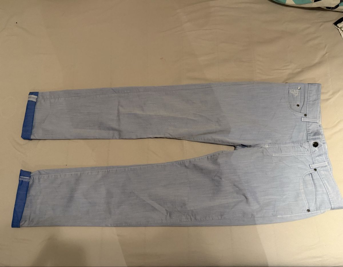 Versace Hosen: Pantalon VESACE Collection bleu clair coton/ramie – Gebraucht aus Yverdon-les-Bains von Le_Joss 1