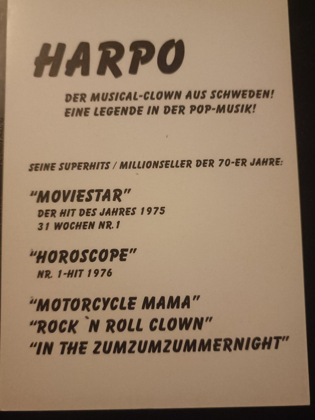 Autografi: Harpo  - Handsigniert Autogrammkarte – Usato da Menziken venduto da Artographs 1