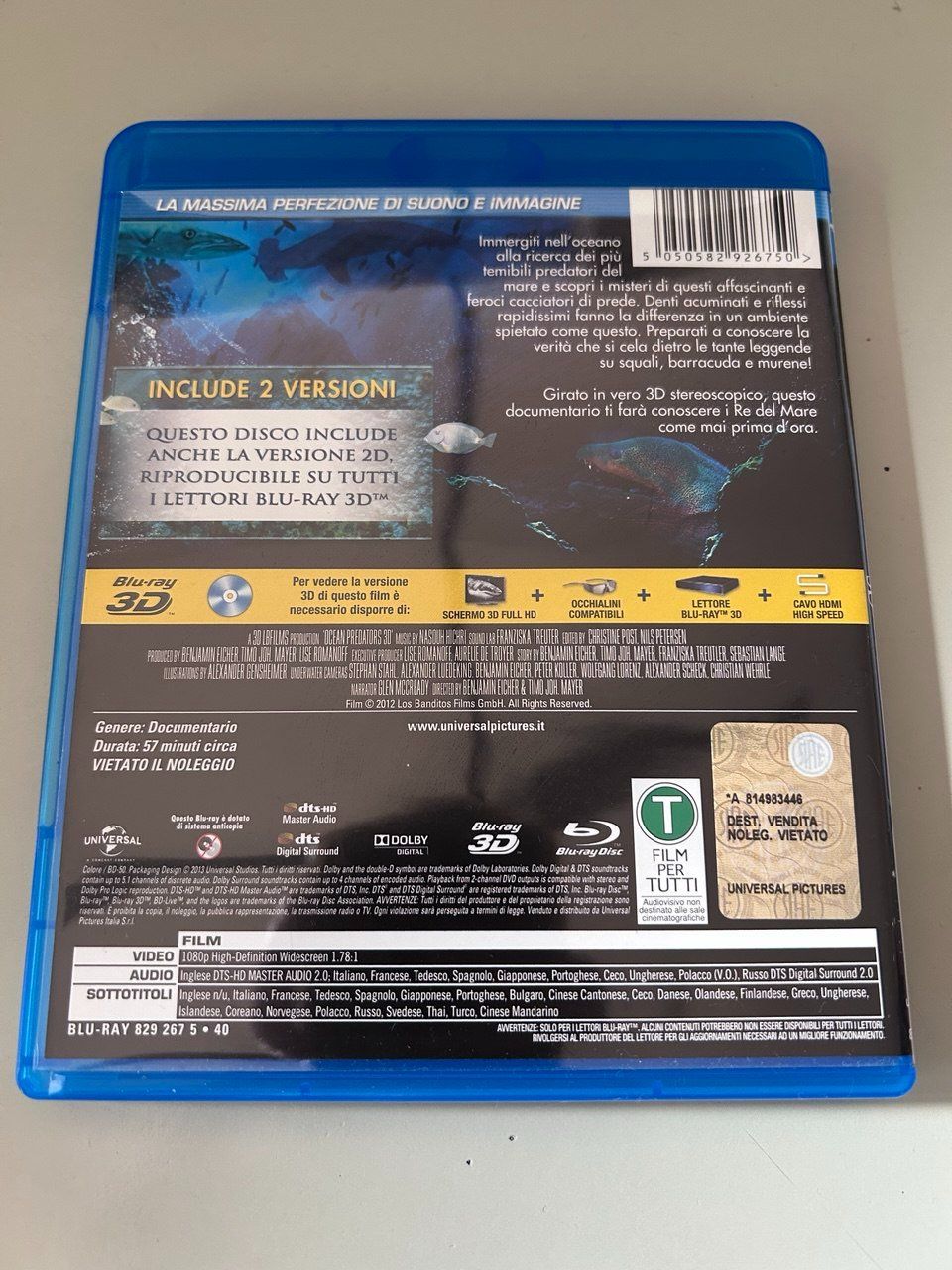 Tutti i DVDs: Blu-ray Ocean Predators 3D – Usato da Giubiasco venduto da LorisVale 1