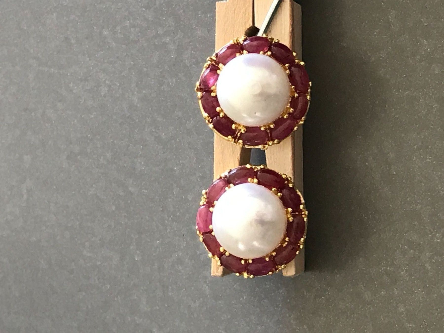 Ohrringe & -stecker: XL Perl Perlen Rubin ruby Ohrstecker 20m, sehr festlich! – Neu (gemäss Beschreibung) aus Basel von gretchen03 2