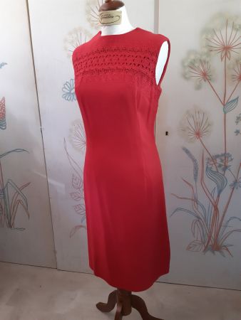 Vintage 50s 2 Teiler in Korallenrot mit Stickerei