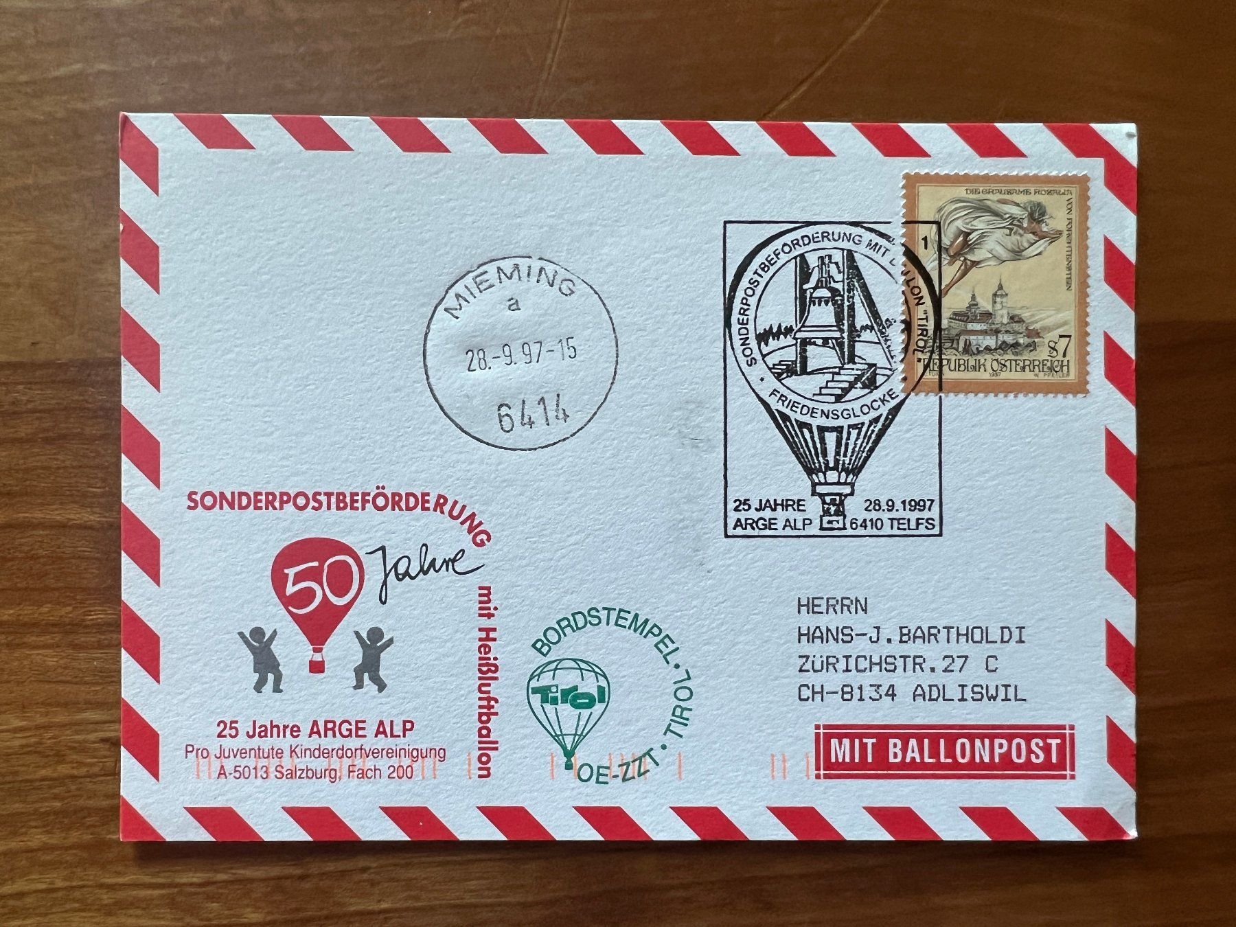 Tous les timbres: 1959 Ballonpost  A Mieming (G2850) – D'occasion à Hinwil par Sidi4