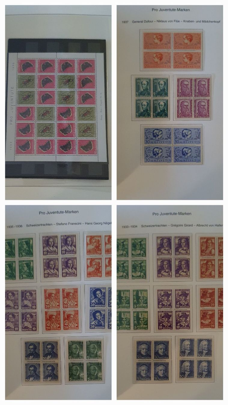 Tutti i francobolli: Pro Juventute 4er Block Sammlung Postfrisch 1913-2009 – Usato da Kreuzlingen venduto da Rschweiz1 6