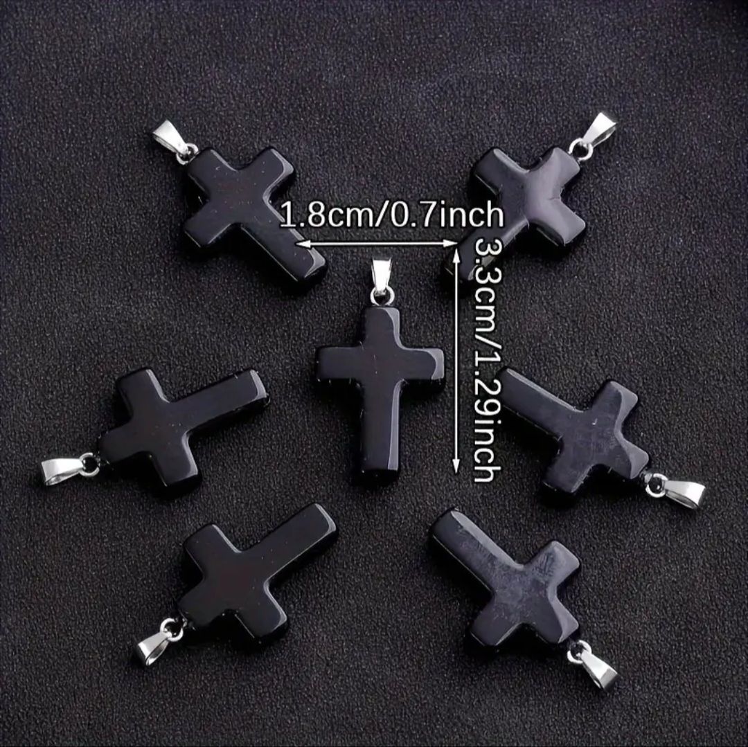 Ciondoli: 1 pendentif croix en obsidienne, NEUVE – Nuovo e nell'imballaggio originale da Puidoux venduto da mic_c2fh 1