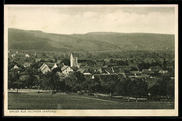 Cartoline postali: Veltheim /Aargau, Teilansicht mit Kirche – Usato da Berlin venduto da bartko-reher
