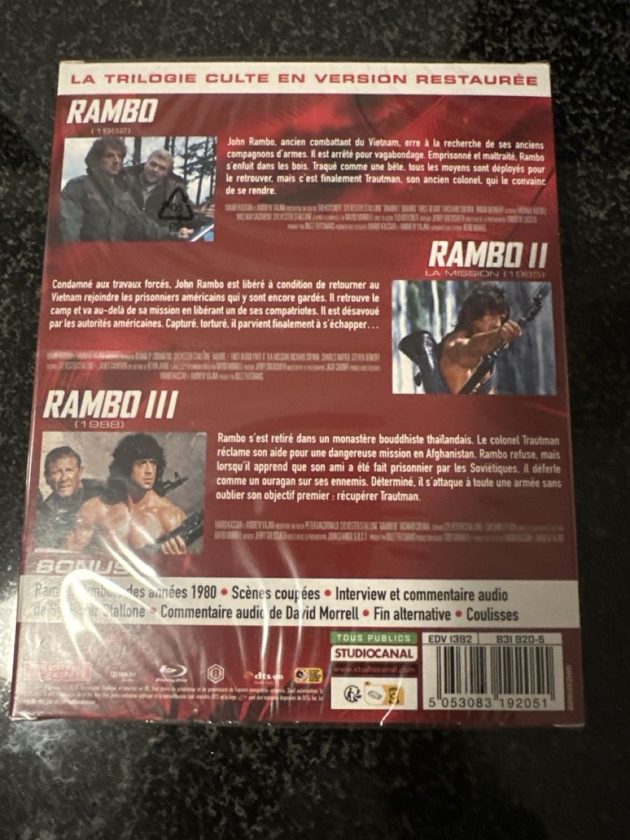 Alle DVDs: Trilogie Rambo Blu-ray - Version restaurée - Neuf/Emballé – Neu und originalverpackt aus Brügg BE von Priceator 1