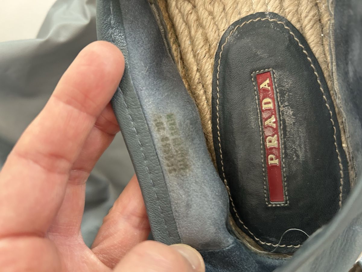 Prada Scarpe da donna: Prada Espadrilles aus Leder 39,5-40, Graublau – Usato da St. Gallen venduto da jojan 5