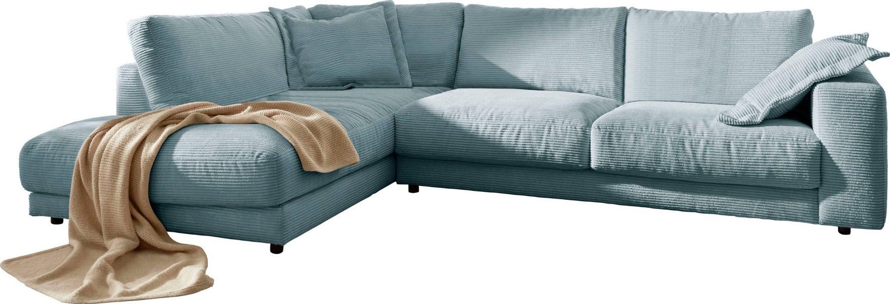 Divani: Ecksofa High End in Cord light Blue links – Nuovo e nell'imballaggio originale da Bischofszell venduto da deluxe-moebel 1