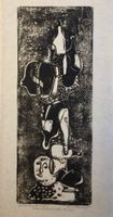 Lill Tschudi Linolschnitt, handsign. "Ein Prosit" 45x21cm