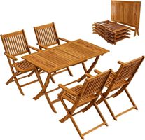 Gartenmöbel Set 5 tlg klappbar Akazienholz Tisch + 4 Stühle