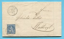 Faltbrief von Winterthur nach Wattwyl 1863