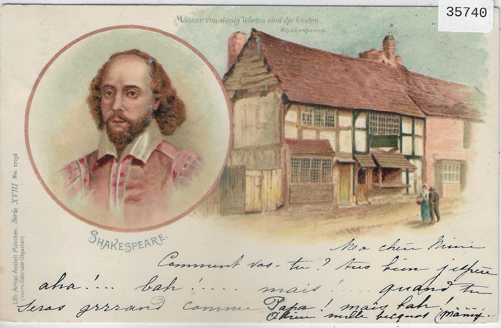 Ansichtskarten: Dichter William Shakespeare - Geburtshaus - Litho – Gebraucht aus Ettingen von Kartenplanet